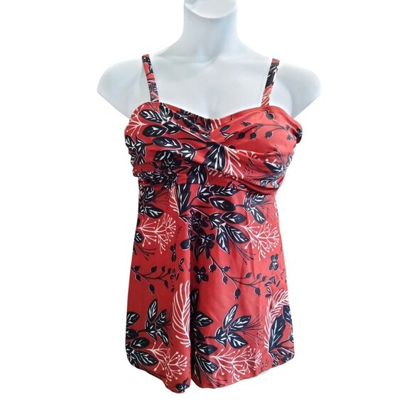 Plus Size 3XL Floral Tankini Swim Set Adjustable Straps High Waisted Boyshorts - Picture 2 of 9
